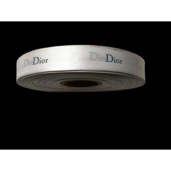 Dior White Satin Ribbon Roll 1 Inch Wide With Printed Logo 50M One Spool New - Picture 2 of 5